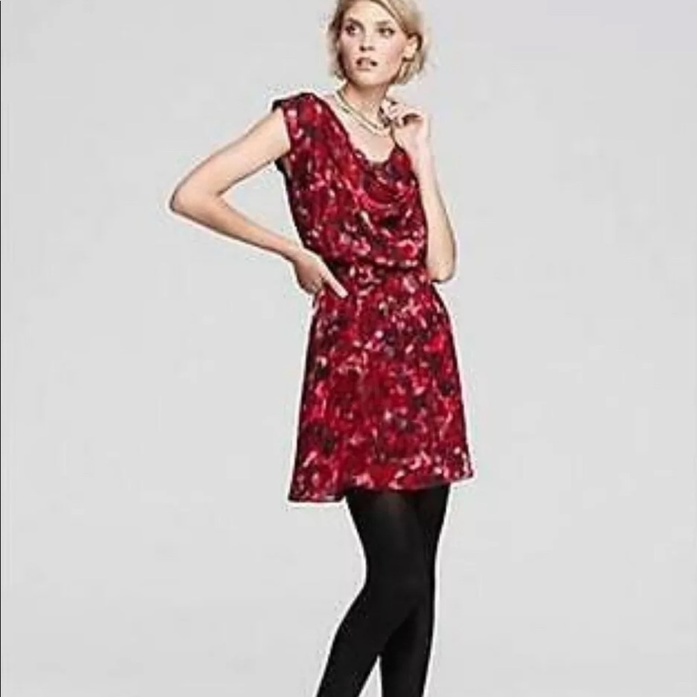 Alicia + Olivia Red‎ Watercolor Silk Mini Dress - Picture 3 of 16